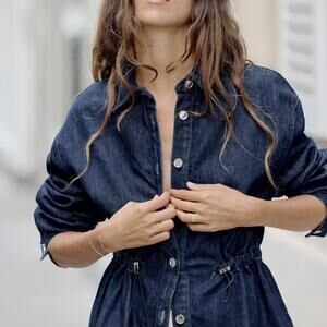 Z1975 ADJUSTABLE WAIST DENIM OVERSHIRT in Blue